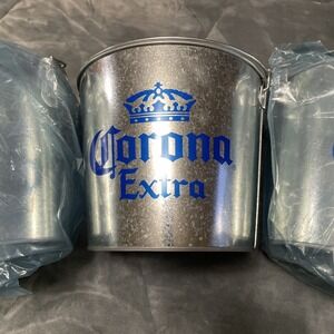 CORONA EXTRA BEER GALVANIZED ICE BUCKET LOT 3 BOTTLE OPENER MANCAV BAR PATIO NEW